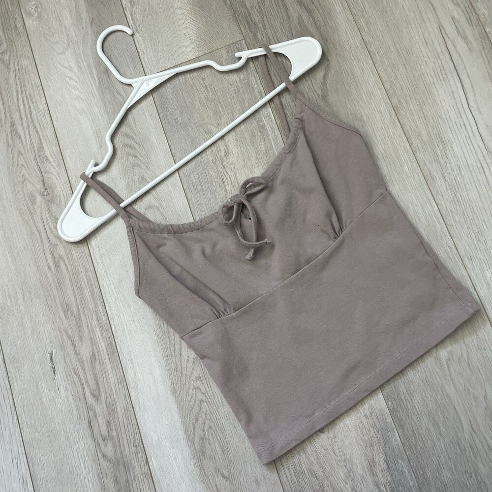 Brandy Melville Tank Top milkmaid tie front crop womens Brown one size coquette